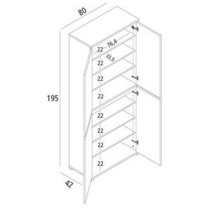 Armadio multiuso grande Arro, Scarpiera con ripiani regolabili, Mobile porta scarpe a 4 ante, 100% Made in Italy, 80x37h195 cm, Olmo