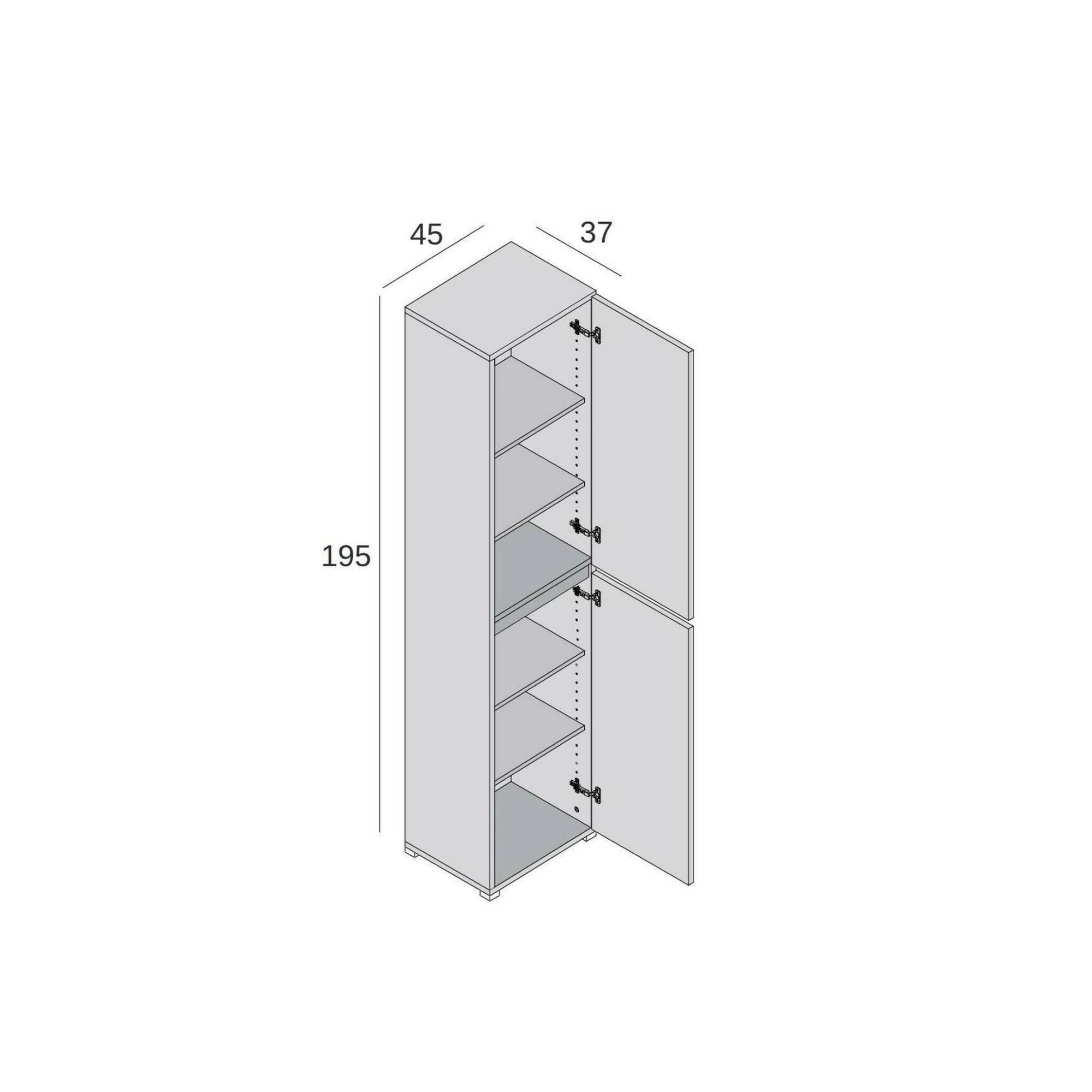 Armadio multiuso 2 ante Daisuke, Scarpiera con ripiani regolabili, Mobile porta scarpe a 2 ante, 100% Made in Italy, 45x37h195 cm, Bianco