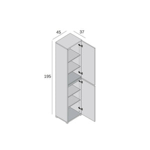 Armadio multiuso 2 ante Daisuke, Scarpiera con ripiani regolabili, Mobile porta scarpe a 2 ante, 100% Made in Italy, 45x37h195 cm, Bianco