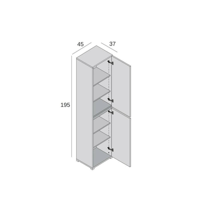 Armadio multiuso 2 ante Daisuke, Scarpiera con ripiani regolabili, Mobile porta scarpe a 2 ante, 100% Made in Italy, 45x37h195 cm, Bianco