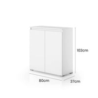 Scarpiera Astrina, Mobile multiuso, Porta scarpe salvaspazio a 2 ante, Armadio portaoggetti con scaffali, 100% Made in Italy, 80x37h102 cm, Bianco