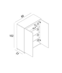 Scarpiera Astrina, Mobile multiuso, Porta scarpe salvaspazio a 2 ante, Armadio portaoggetti con scaffali, 100% Made in Italy, 80x37h102 cm, Bianco
