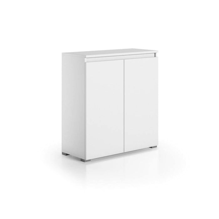 Scarpiera Astrina, Mobile multiuso, Porta scarpe salvaspazio a 2 ante, Armadio portaoggetti con scaffali, 100% Made in Italy, 80x37h102 cm, Bianco