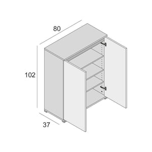 Scarpiera Astrina, Mobile multiuso, Porta scarpe salvaspazio a 2 ante, Armadio portaoggetti con scaffali, 100% Made in Italy, 80x37h102 cm, Olmo