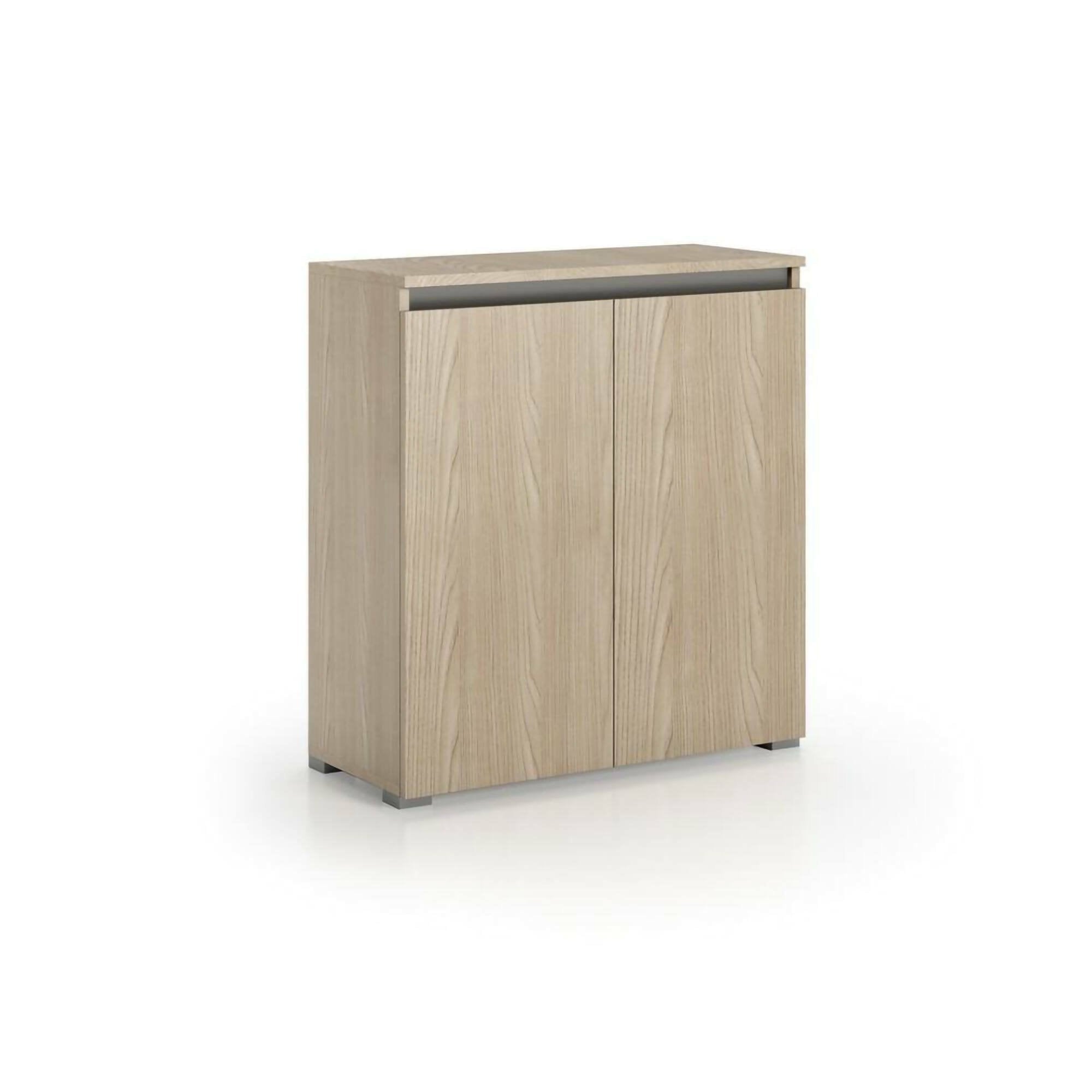 Scarpiera Astrina, Mobile multiuso, Porta scarpe salvaspazio a 2 ante, Armadio portaoggetti con scaffali, 100% Made in Italy, 80x37h102 cm, Olmo