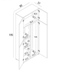 Armadio multiuso grande Attiniaro, Mobile multiuso a 4 ante, Armadietto porta scarpe, Guardaroba salvaspazio, 100% Made in Italy, 80x37h195 cm, Bianco