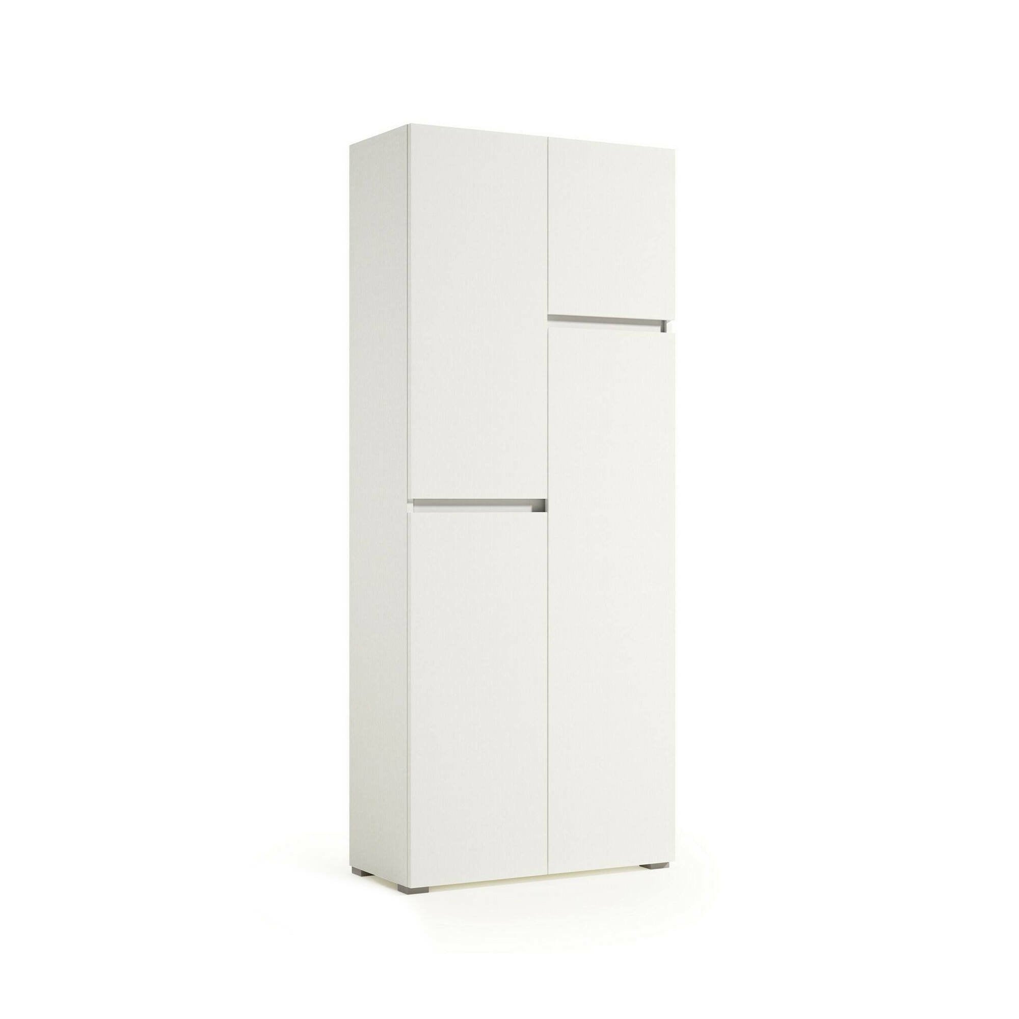 Armadio multiuso grande Attiniaro, Mobile multiuso a 4 ante, Armadietto porta scarpe, Guardaroba salvaspazio, 100% Made in Italy, 80x37h195 cm, Bianco