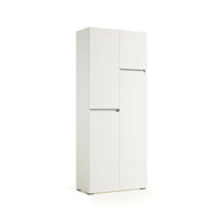 Armadio multiuso grande Attiniaro, Mobile multiuso a 4 ante, Armadietto porta scarpe, Guardaroba salvaspazio, 100% Made in Italy, 80x37h195 cm, Bianco