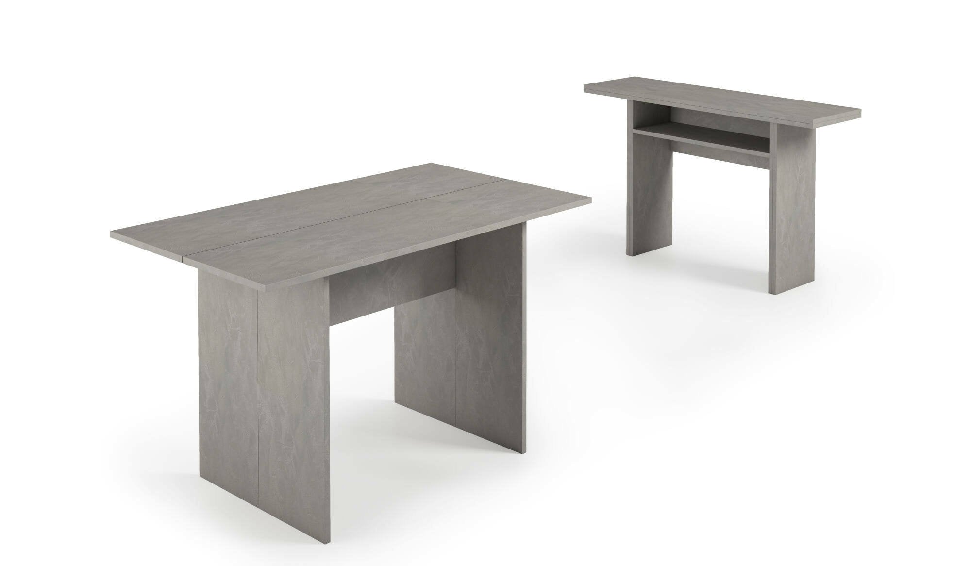 Consolle allungabile Agrippino, Tavolo da pranzo con apertura a libro, Consolle multiuso allungabile, 100% Made in Italy, 120x70h75 cm, Cemento