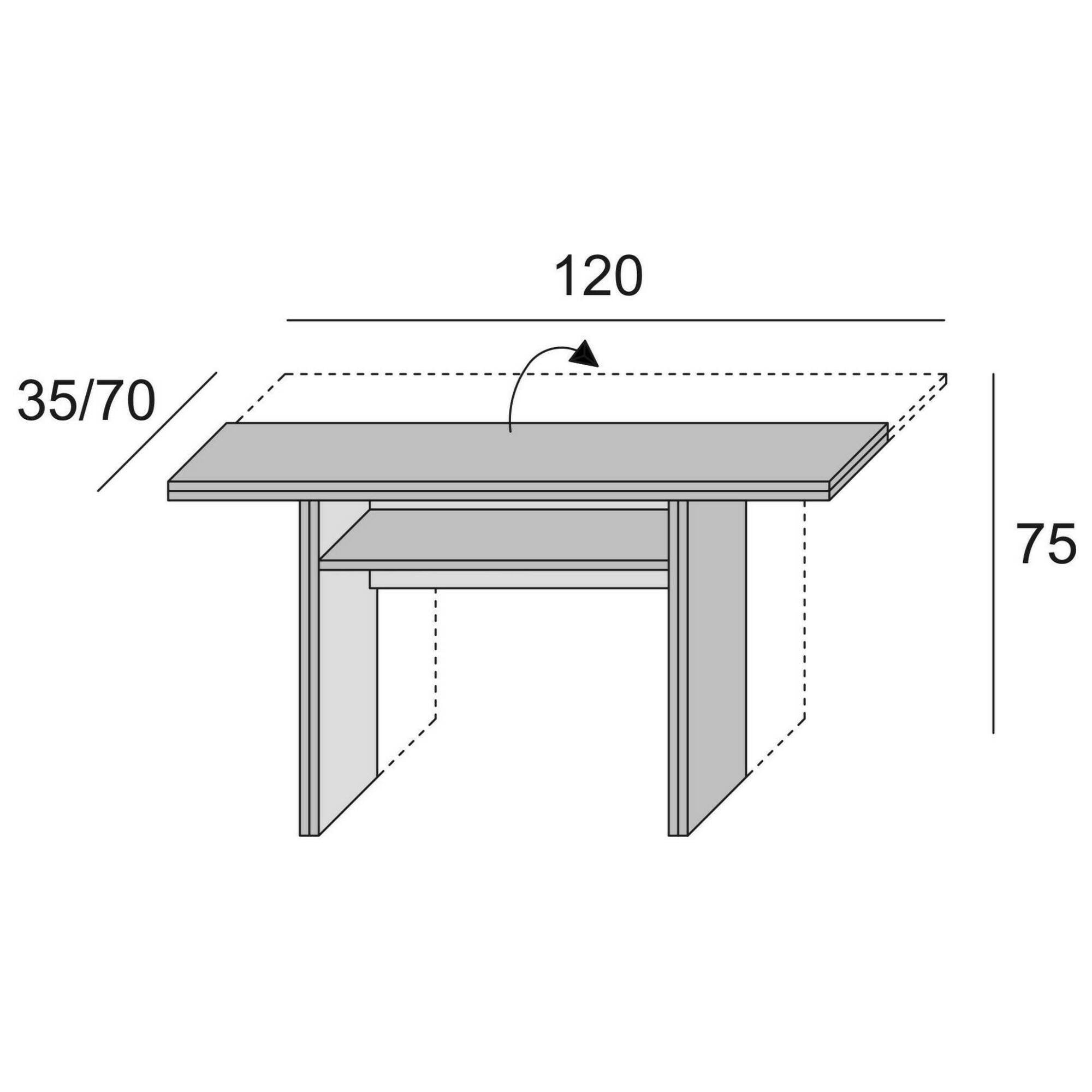 Consolle allungabile Agrippino, Tavolo da pranzo con apertura a libro, Consolle multiuso allungabile, 100% Made in Italy, 120x70h75 cm, Cemento