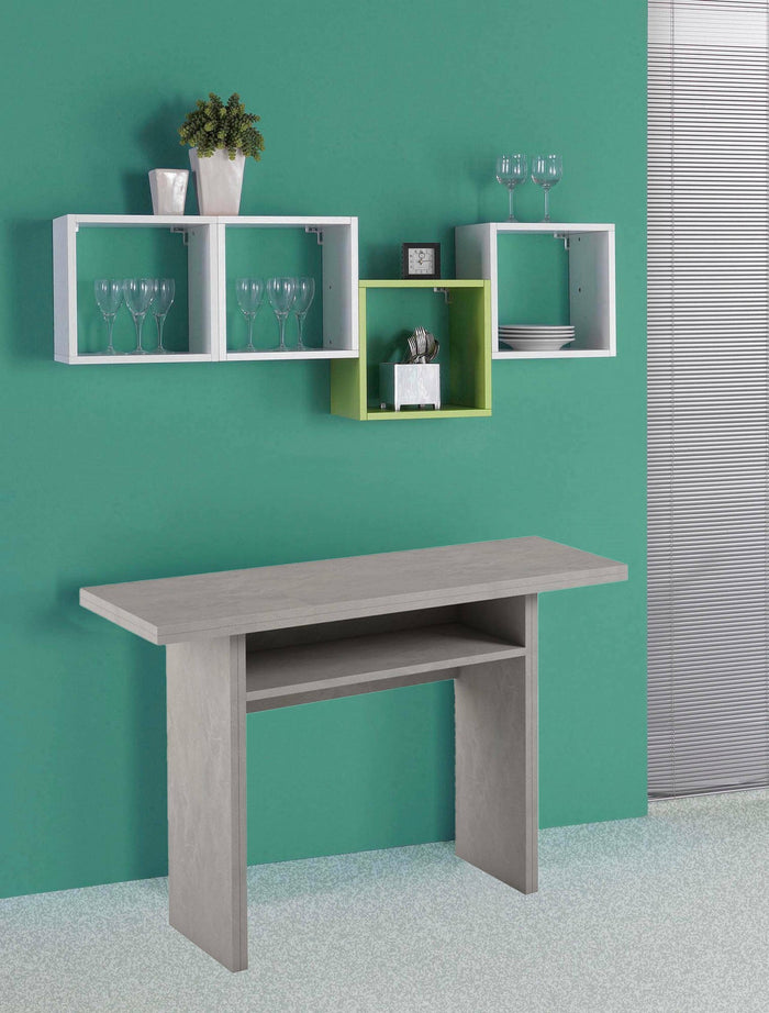 Consolle allungabile Agrippino, Tavolo da pranzo con apertura a libro, Consolle multiuso allungabile, 100% Made in Italy, 120x70h75 cm, Cemento