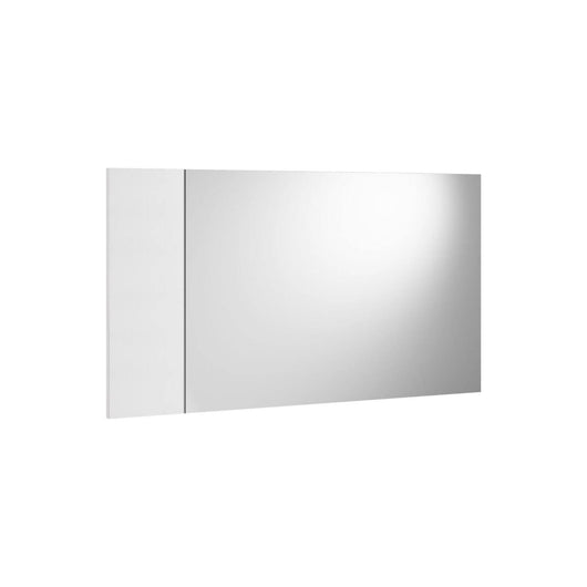 Specchio Atri, Specchio decorativo da ingresso, Articolo d'arredo a muro con profilo laterale, 100% Made in Italy, 110x3h60 cm, Bianco