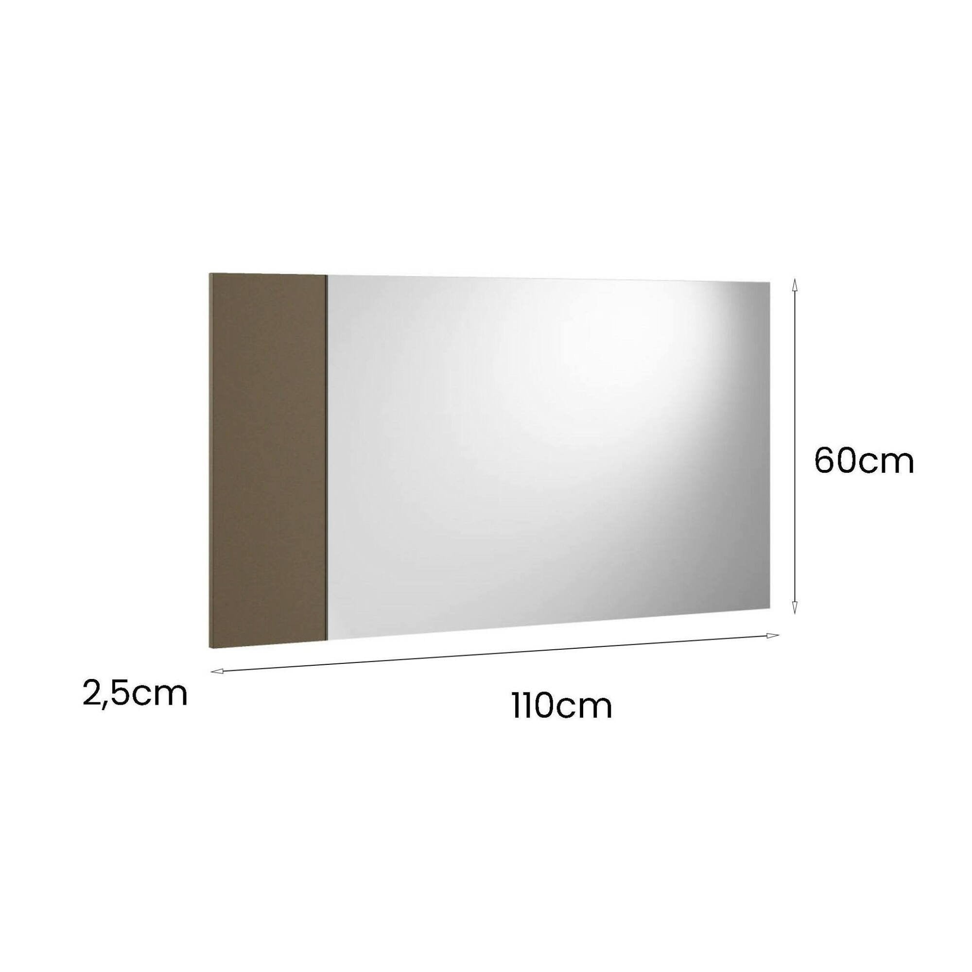 Specchio Atri, Specchio decorativo da ingresso, Articolo d'arredo a muro con profilo laterale, 100% Made in Italy, 110x3h60 cm, Bianco e Marrone