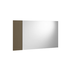 Specchio Atri, Specchio decorativo da ingresso, Articolo d'arredo a muro con profilo laterale, 100% Made in Italy, 110x3h60 cm, Bianco e Marrone