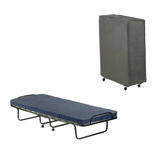 Letto pieghevole Arias, Brandina con rete 12 doghe, Materasso incluso, Lettino salvaspazio, 100% Made in Italy, 80x190h37 cm, Cover protettiva inclusa