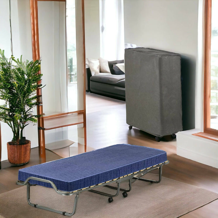Letto pieghevole Ascea, Brandina salvaspazio con rete a 15 doghe, Custodia protettiva inclusa, 100% Made in Italy, 80x200h40 cm, materasso incluso