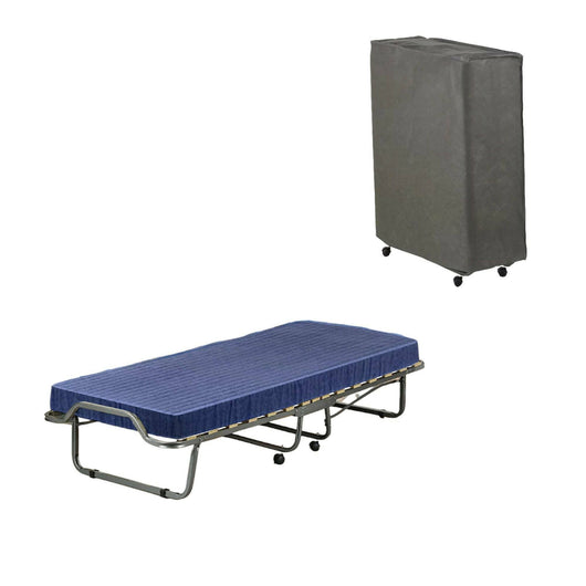 Letto pieghevole Antonietto, Brandina con rete 15 doghe, Materasso incluso, Lettino salvaspazio, 100% Made in Italy, 80x190h39 cm, Cover protettiva inclusa