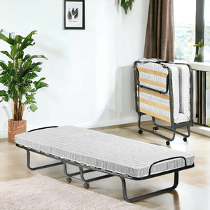 Letto pieghevole Tellus, Brandina con rete 12 doghe, Materasso incluso, Lettino salvaspazio, 100% Made in Italy, 80x190h37 cm, Custodia protettiva su richiesta