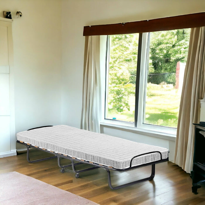 Letto pieghevole Tellus, Brandina con rete 12 doghe, Materasso incluso, Lettino salvaspazio, 100% Made in Italy, 80x190h37 cm, Cover protettiva inclusa