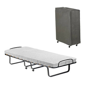 Letto pieghevole Tellus, Brandina con rete 12 doghe, Materasso incluso, Lettino salvaspazio, 100% Made in Italy, 80x190h37 cm, Cover protettiva inclusa