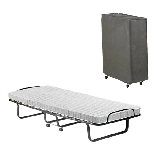 Letto pieghevole Tellus, Brandina con rete 12 doghe, Materasso incluso, Lettino salvaspazio, 100% Made in Italy, 80x190h37 cm, Cover protettiva inclusa