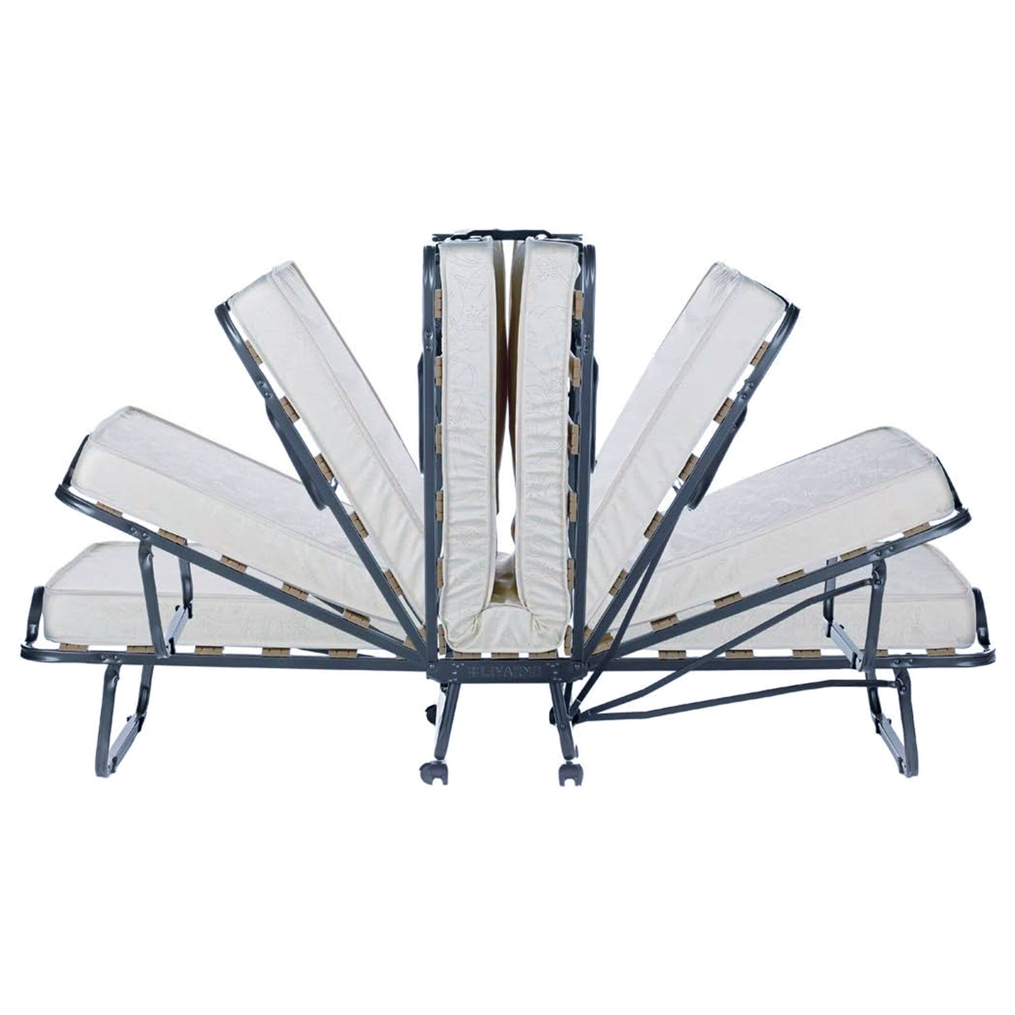 Letto pieghevole Banzi, Brandina con rete a 15 doghe, Lettino salvaspazio, 100% Made in Italy, 80x200h40 cm, materasso incluso