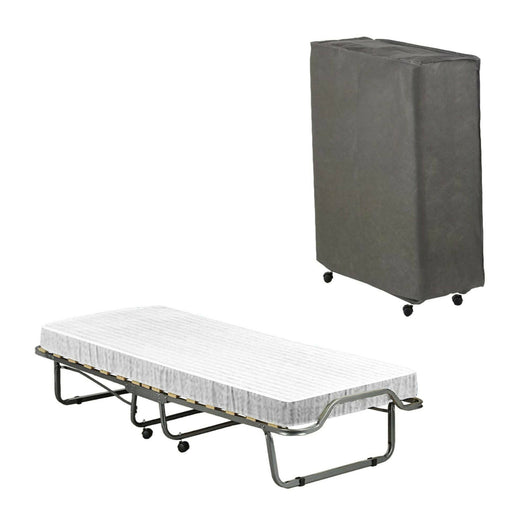 Letto pieghevole Ace, Brandina con rete 15 doghe, Materasso incluso, Lettino salvaspazio, 100% Made in Italy, 80x190h39 cm, Cover protettiva inclusa