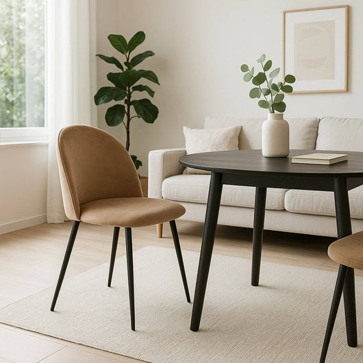 Sedia Achito, Poltrona rivestita in velluto, Sedia da pranzo imbottita, Seduta per riunioni, 51x54h82 cm, Sabbia