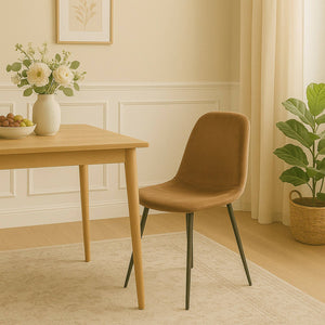 Sedia Arter, Poltrona rivestita in velluto, Sedia da pranzo imbottita, Seduta per riunioni, 45x56h87 cm, Sabbia