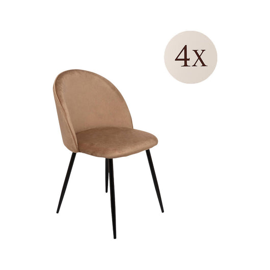 Set di 4 sedie Achito, Poltrona rivestita in velluto, Sedia da pranzo imbottita, Seduta per riunioni, 51x54h82 cm, Sabbia