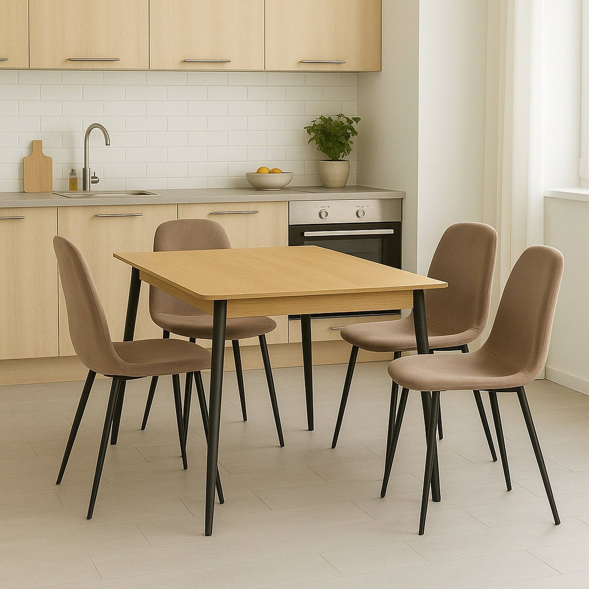 Set di 4 sedie Arter, Poltrona rivestita in velluto, Sedia da pranzo imbottita, Seduta per riunioni, 45x56h87 cm, Grigio