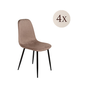 Set di 4 sedie Arter, Poltrona rivestita in velluto, Sedia da pranzo imbottita, Seduta per riunioni, 45x56h87 cm, Grigio