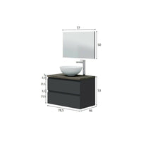 Mobile sottolavabo Alakdan, Mobiletto da bagno, Contenitore porta lavabo, Armadio per lavandino, 79x46 h53 cm, Antracite e Olmo