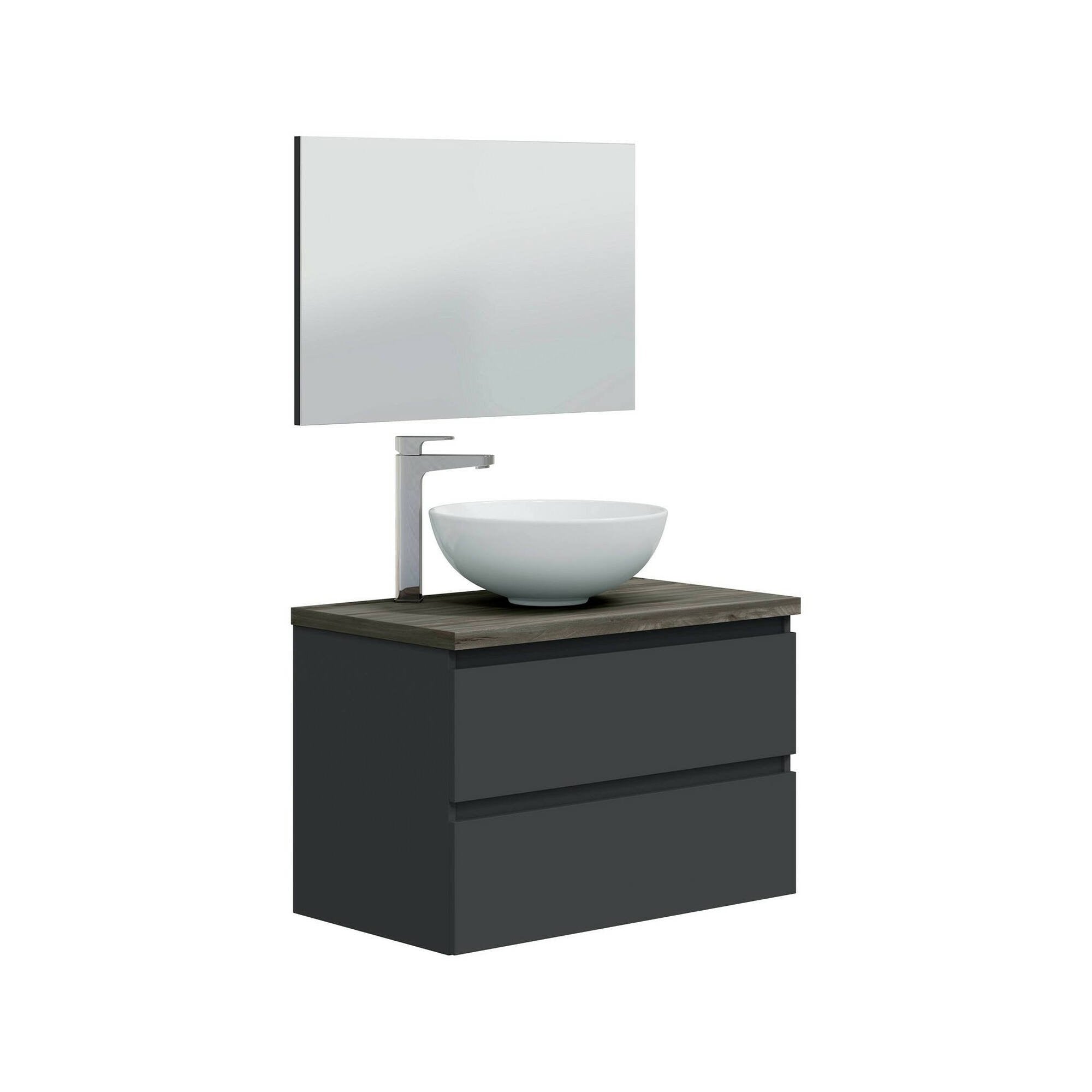 Mobile sottolavabo Alakdan, Mobiletto da bagno, Contenitore porta lavabo, Armadio per lavandino, 79x46 h53 cm, Antracite e Olmo