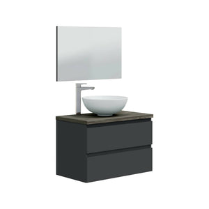 Mobile sottolavabo Alakdan, Mobiletto da bagno, Contenitore porta lavabo, Armadio per lavandino, 79x46 h53 cm, Antracite e Olmo