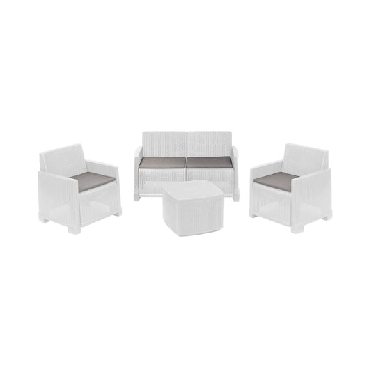 Salottino Outdoor Amer, set Salotto da Esterno 4 Posti Made in Italy, Bianco