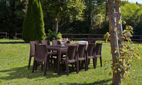 Tavolo da esterno Dmains, Tavolo rettangolare allungabile da pranzo, Tavolo da giardino estensibile multiuso, 100% Made in Italy, Cm 150x90h72, Marrone