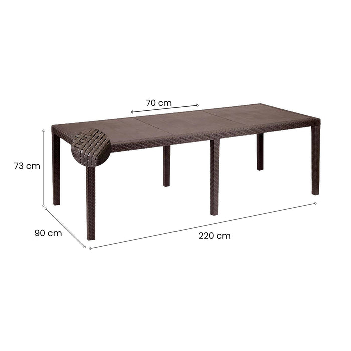 Tavolo da esterno Dmains, Tavolo rettangolare allungabile da pranzo, Tavolo da giardino estensibile multiuso, 100% Made in Italy, Cm 150x90h72, Marrone
