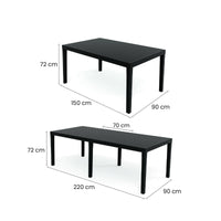 Tavolo da esterno Dmica, Tavolo rettangolare allungabile da pranzo, Tavolo da giardino estensibile, 100% Made in Italy, Cm 150x90h72, Antracite