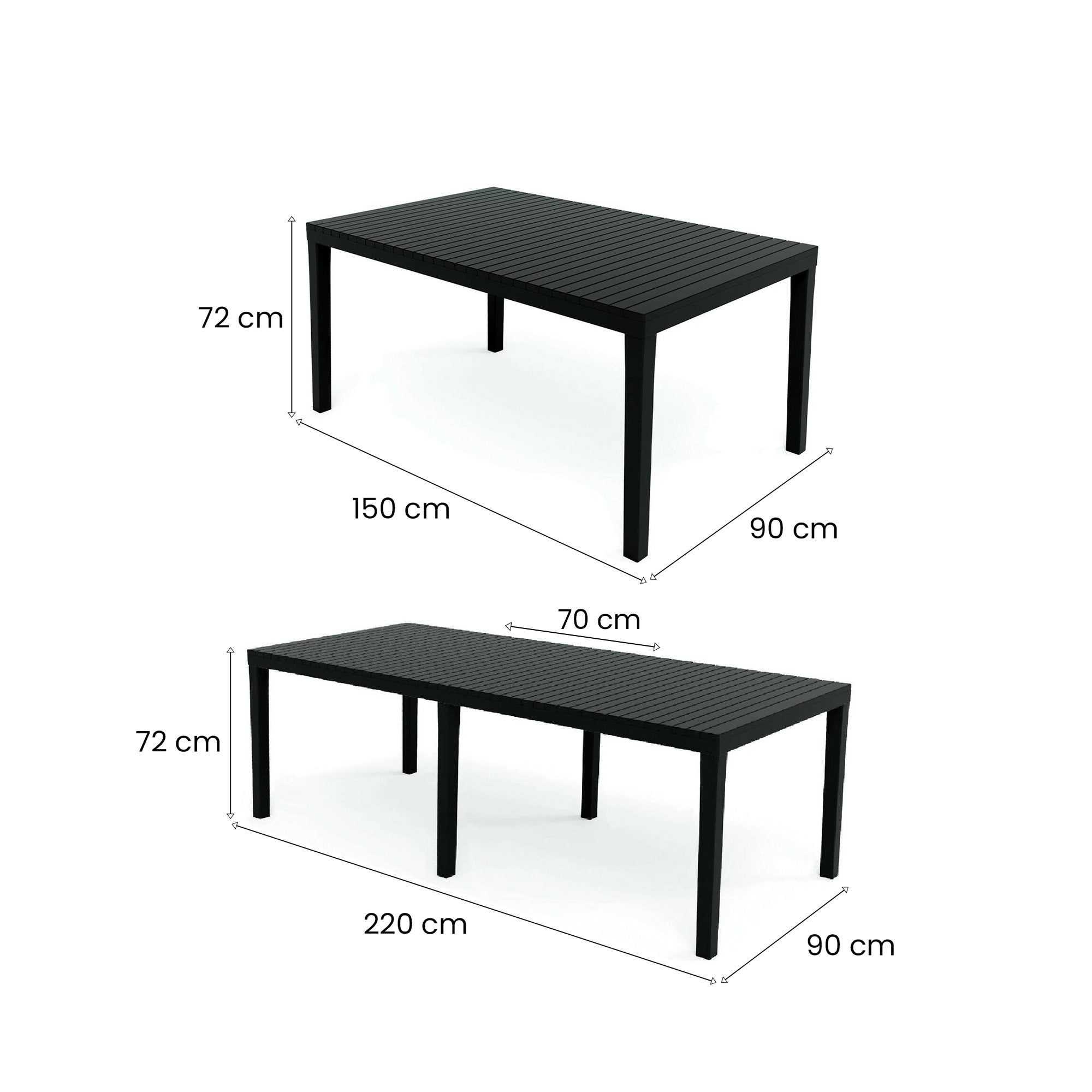 Tavolo da esterno Dmica, Tavolo rettangolare allungabile da pranzo, Tavolo da giardino estensibile, 100% Made in Italy, Cm 150x90h72, Antracite