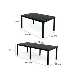 Tavolo da esterno Dmica, Tavolo rettangolare allungabile da pranzo, Tavolo da giardino estensibile, 100% Made in Italy, Cm 150x90h72, Antracite