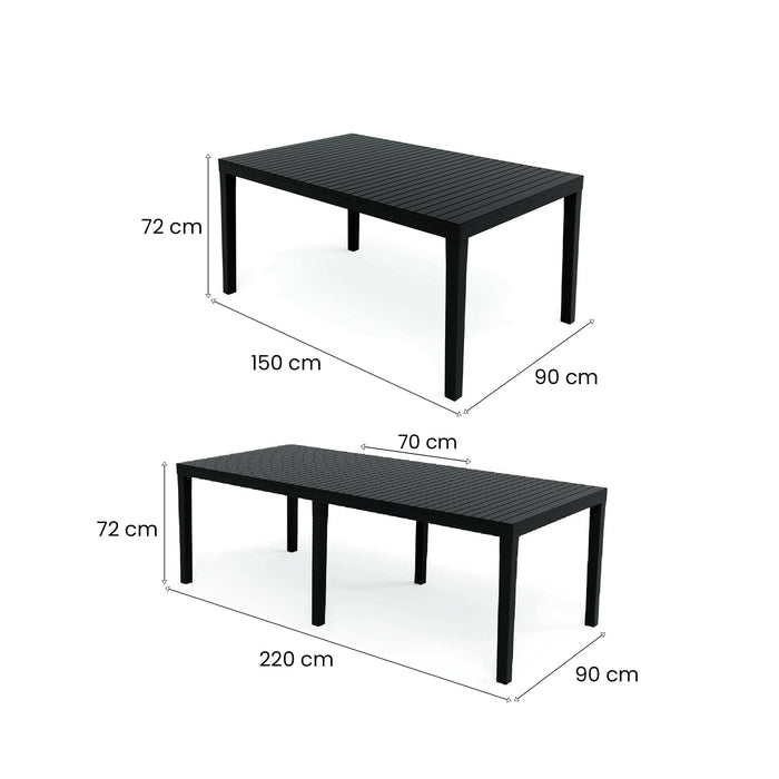 Tavolo da esterno Dmica, Tavolo rettangolare allungabile da pranzo, Tavolo da giardino estensibile, 100% Made in Italy, Cm 150x90h72, Antracite