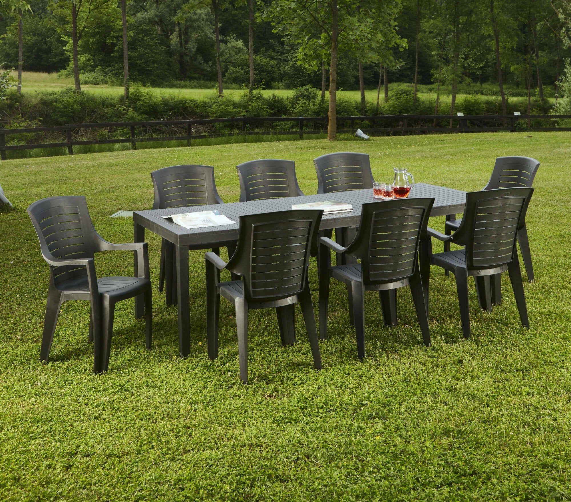 Tavolo da esterno Dmica, Tavolo rettangolare allungabile da pranzo, Tavolo da giardino estensibile, 100% Made in Italy, Cm 150x90h72, Antracite