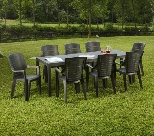 Tavolo da esterno Dmica, Tavolo rettangolare allungabile da pranzo, Tavolo da giardino estensibile, 100% Made in Italy, Cm 150x90h72, Antracite