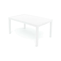Tavolo da esterno rettangolare allungabile da pranzo Dmica, Tavolo da giardino estensibile, 100% Made in Italy, Cm 150x90h72, Bianco
