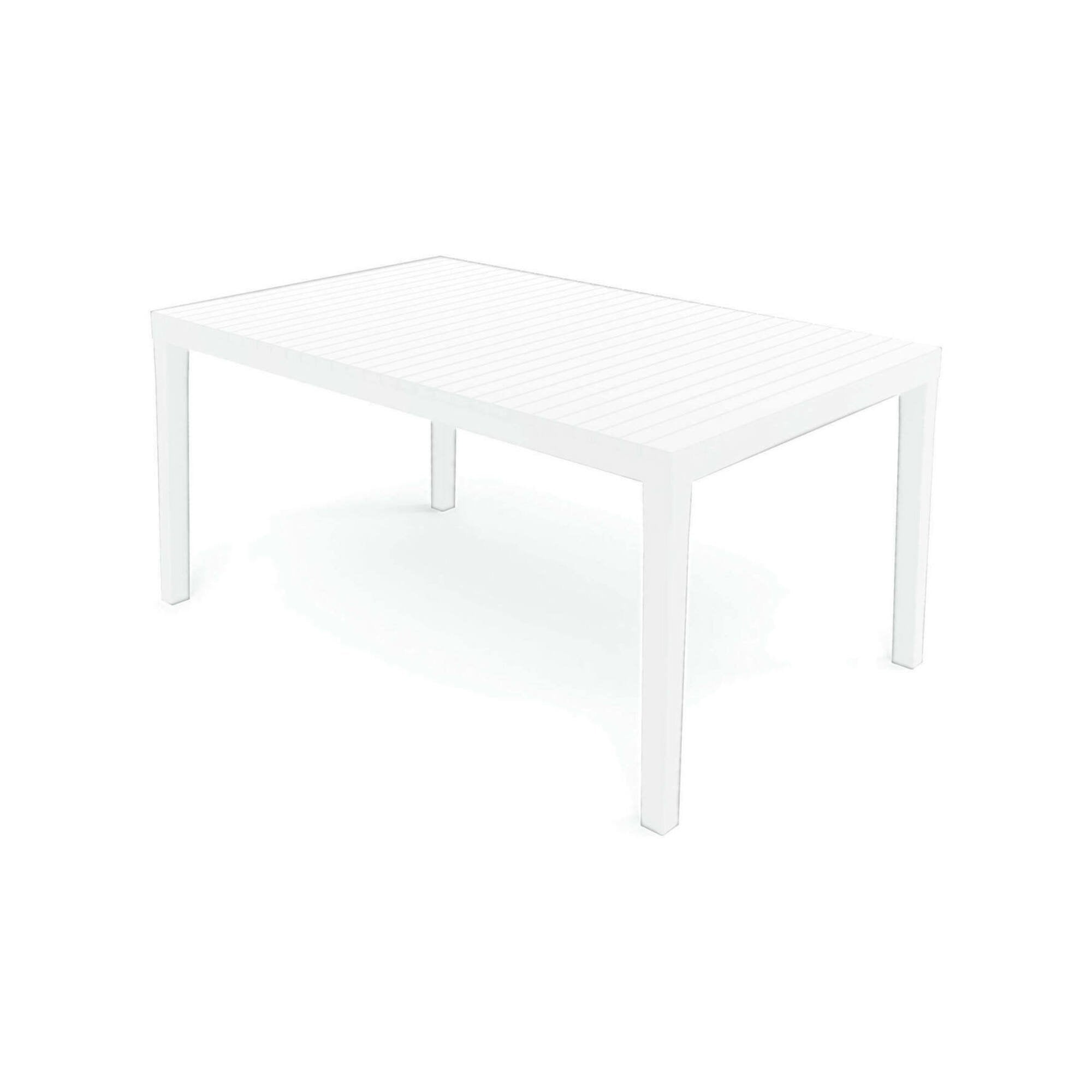 Tavolo da esterno rettangolare allungabile da pranzo Dmica, Tavolo da giardino estensibile, 100% Made in Italy, Cm 150x90h72, Bianco