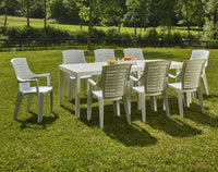 Tavolo da esterno rettangolare allungabile da pranzo Dmica, Tavolo da giardino estensibile, 100% Made in Italy, Cm 150x90h72, Bianco
