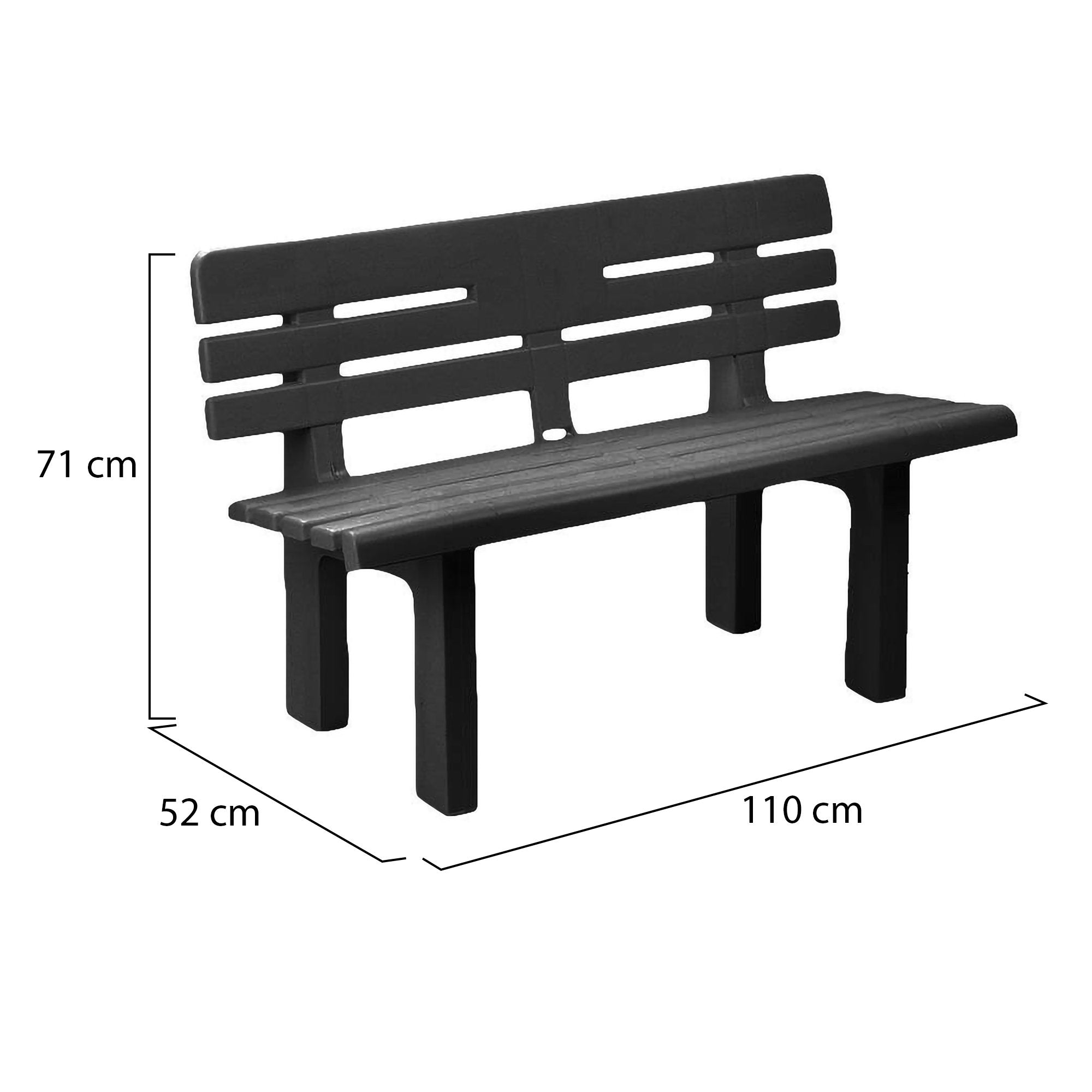 Panchina da esterno Alim, Panca monoblocco da giardino, Panchina outdoor, 100% Made in Italy, 110x52h71 cm, Antracite