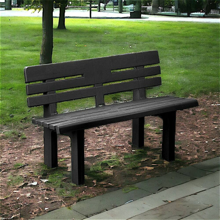 Panchina da esterno Alim, Panca monoblocco da giardino, Panchina outdoor, 100% Made in Italy, 110x52h71 cm, Antracite