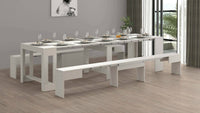 Set tavolo e sedie Auditore, Composizione multiuso, Set con consolle e 2 panche allungabili, 100% Made in Italy, 66x25h45 cm, Bianco